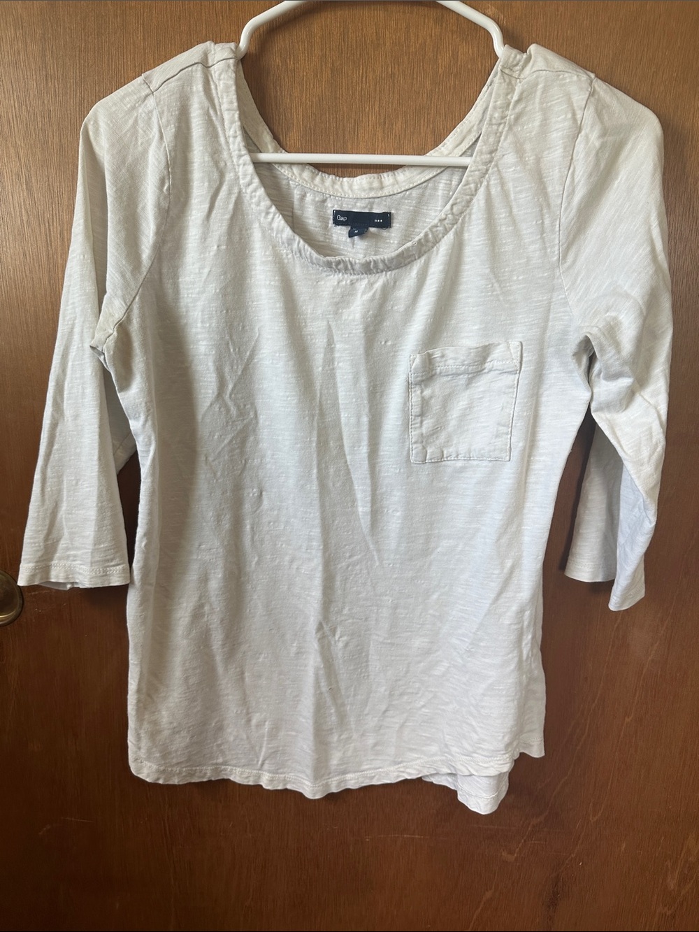 GAP Lightweight Cream Scoop-Neck Long Sleeve with Pocket